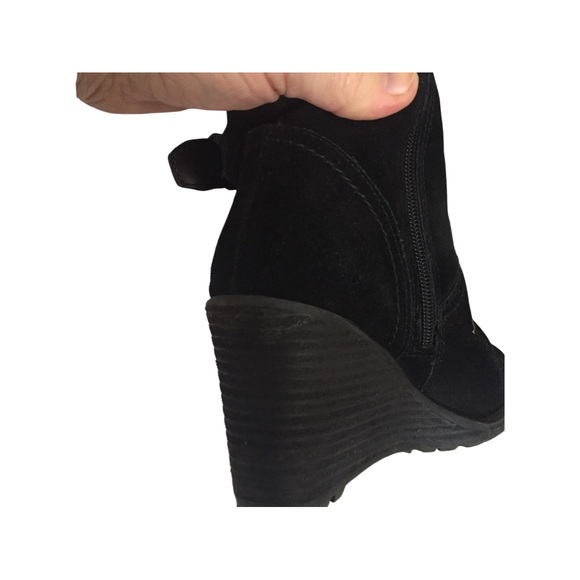Fergie Black Suede Wedge Booties EUC - Picture 6 of 7